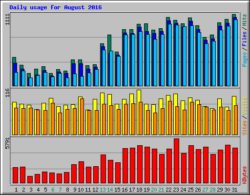 Daily usage for August 2016