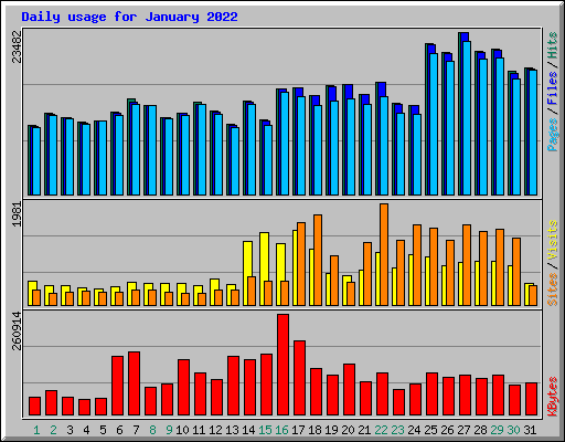 Daily usage for January 2022