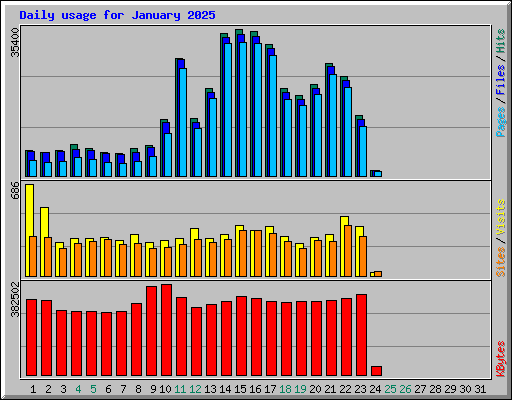 Daily usage for January 2025