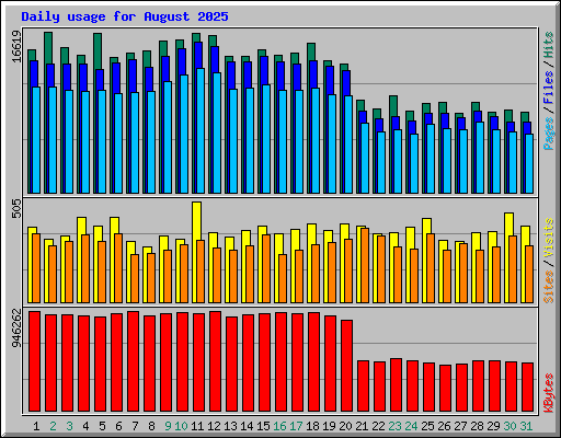 Daily usage for August 2025